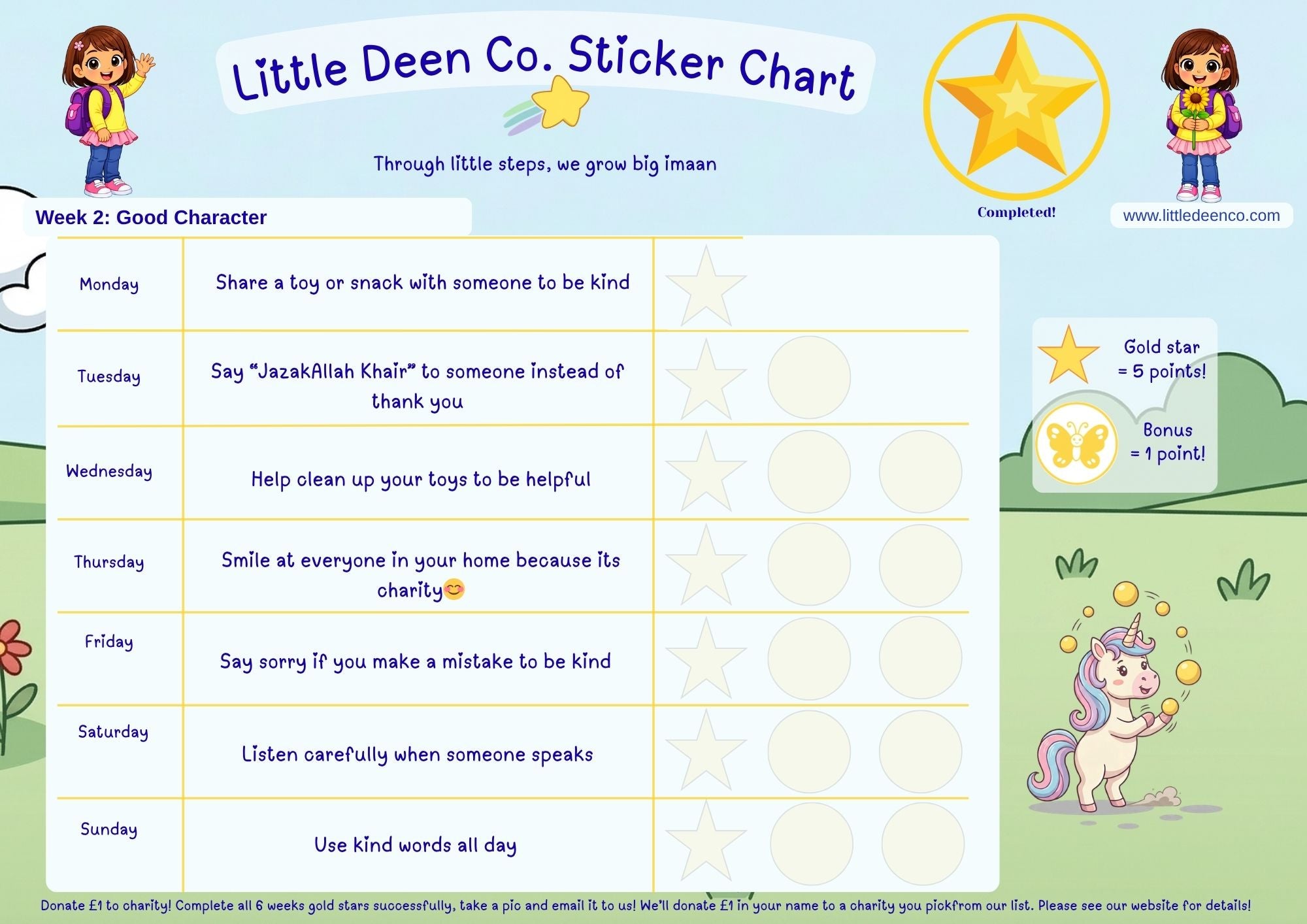 3 - 5 year old Deen Reward Sticker Chart Girl 1