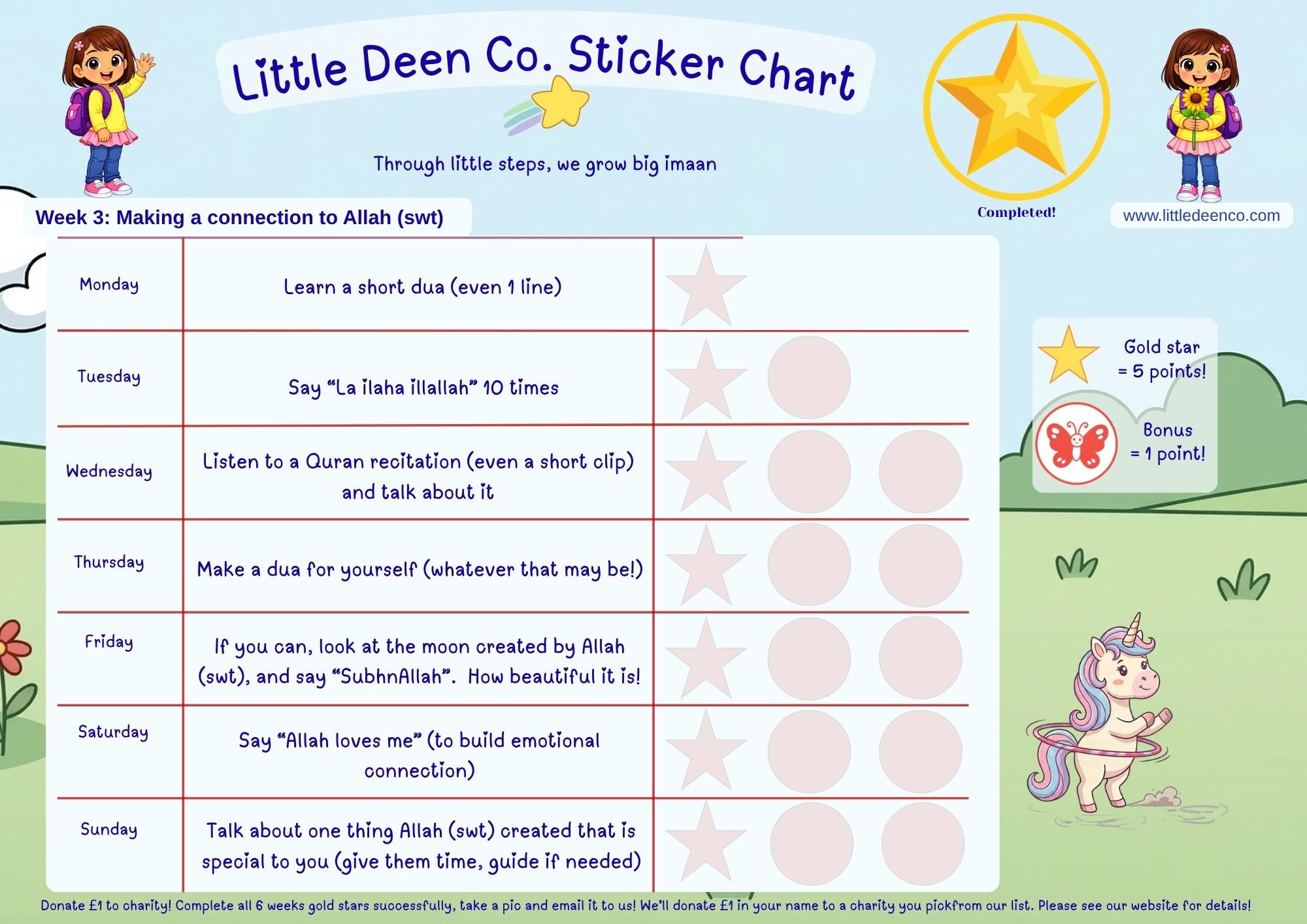 3 - 5 year old Deen Reward Sticker Chart Girl 1