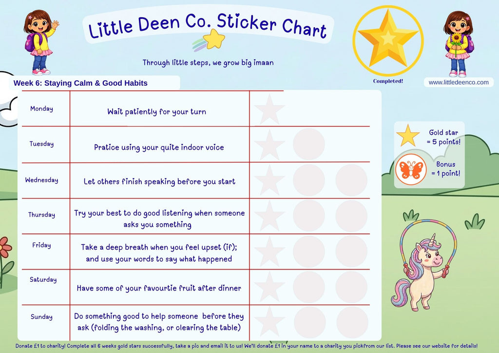 3 - 5 year old Deen Reward Sticker Chart Girl 1