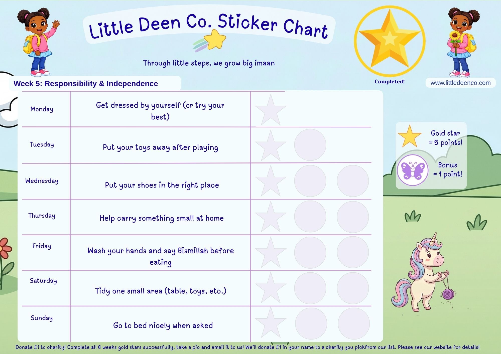 3 - 5 year old Deen Reward Sticker Chart Girl 2