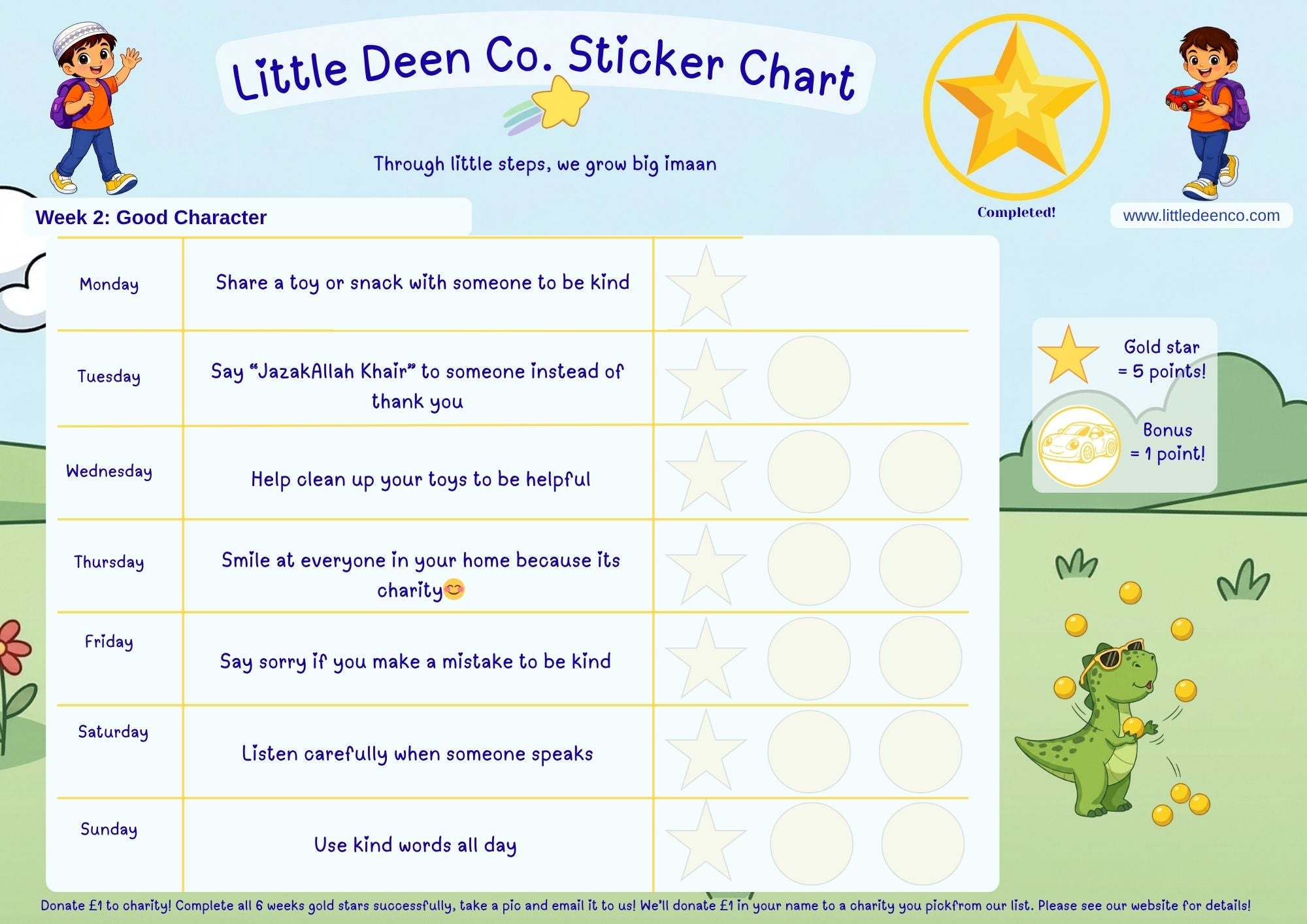 3 - 5 year old Deen Reward Sticker Chart Boy 1