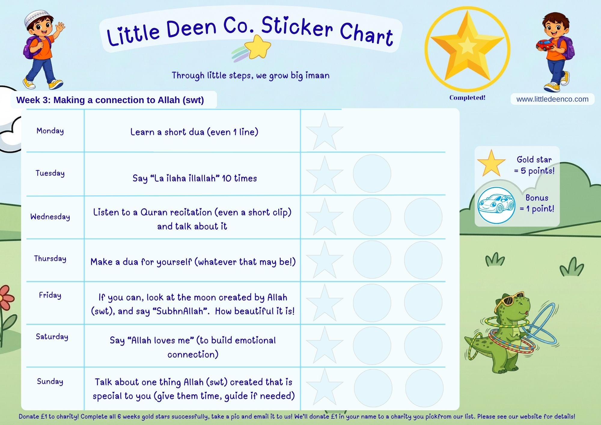 3 - 5 year old Deen Reward Sticker Chart Boy 1