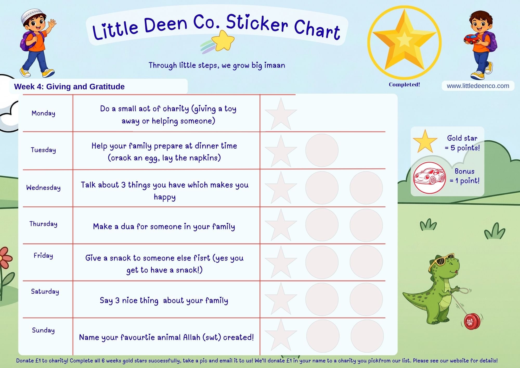 3 - 5 year old Deen Reward Sticker Chart Boy 1