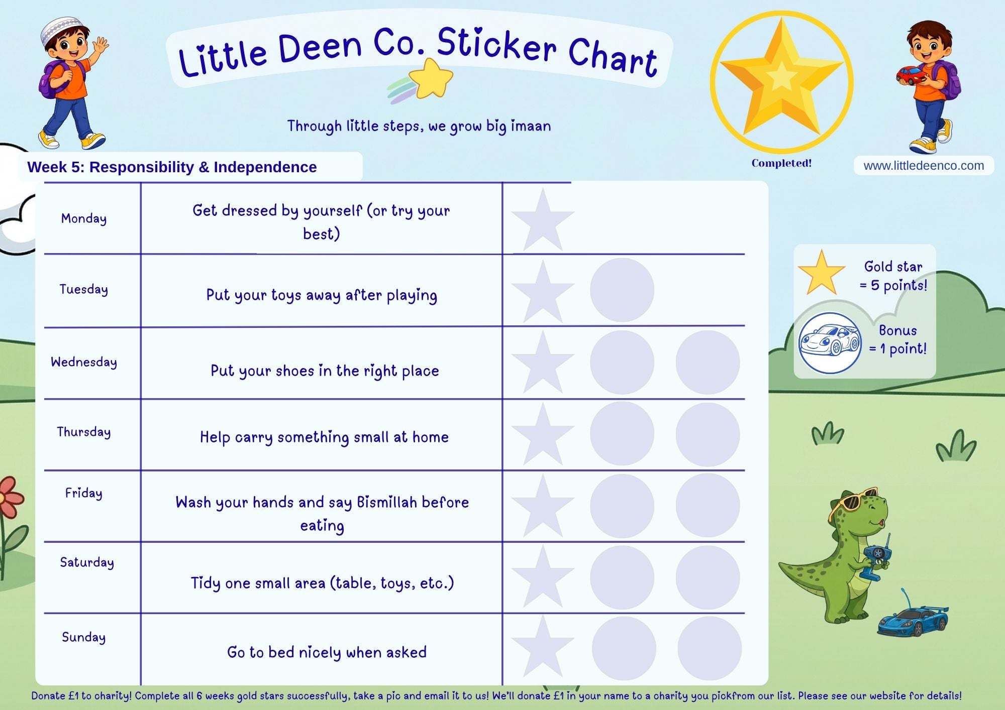 3 - 5 year old Deen Reward Sticker Chart Boy 1