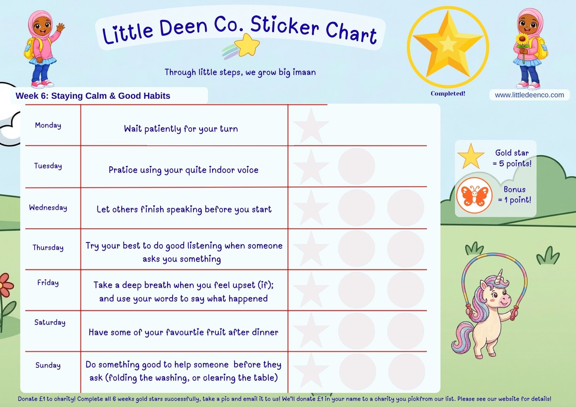 3 - 5 year old Deen Reward Sticker Chart Girl 4