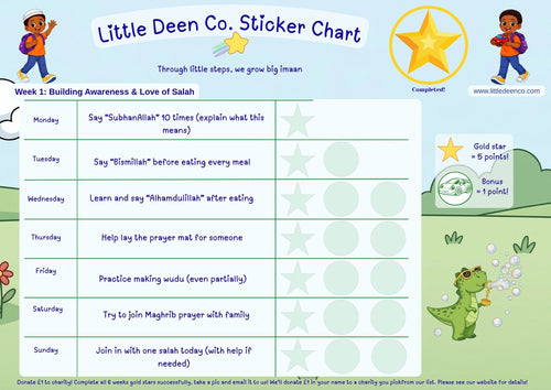 Sticker chart for children with a dinosaur illustration on a blue background